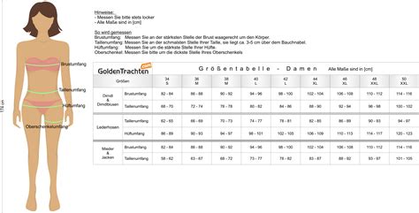 größen tabelle online